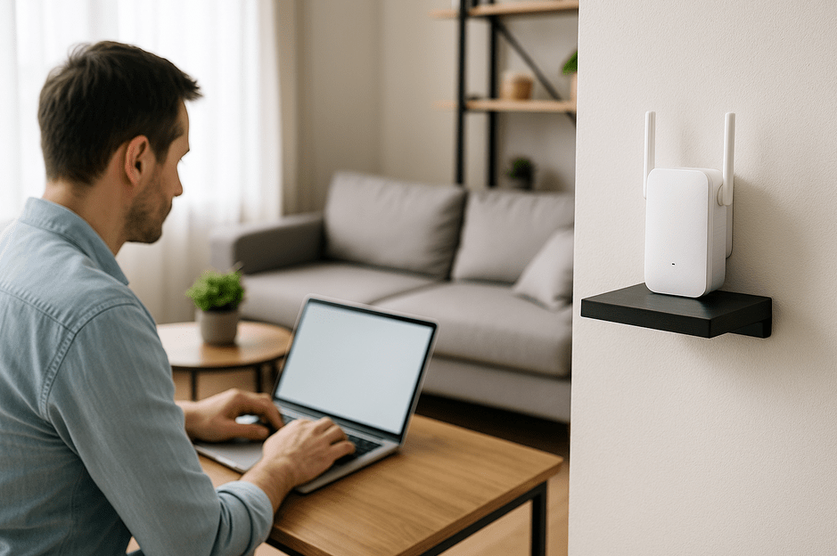 outer doméstico con buena cobertura WiFi en salón moderno