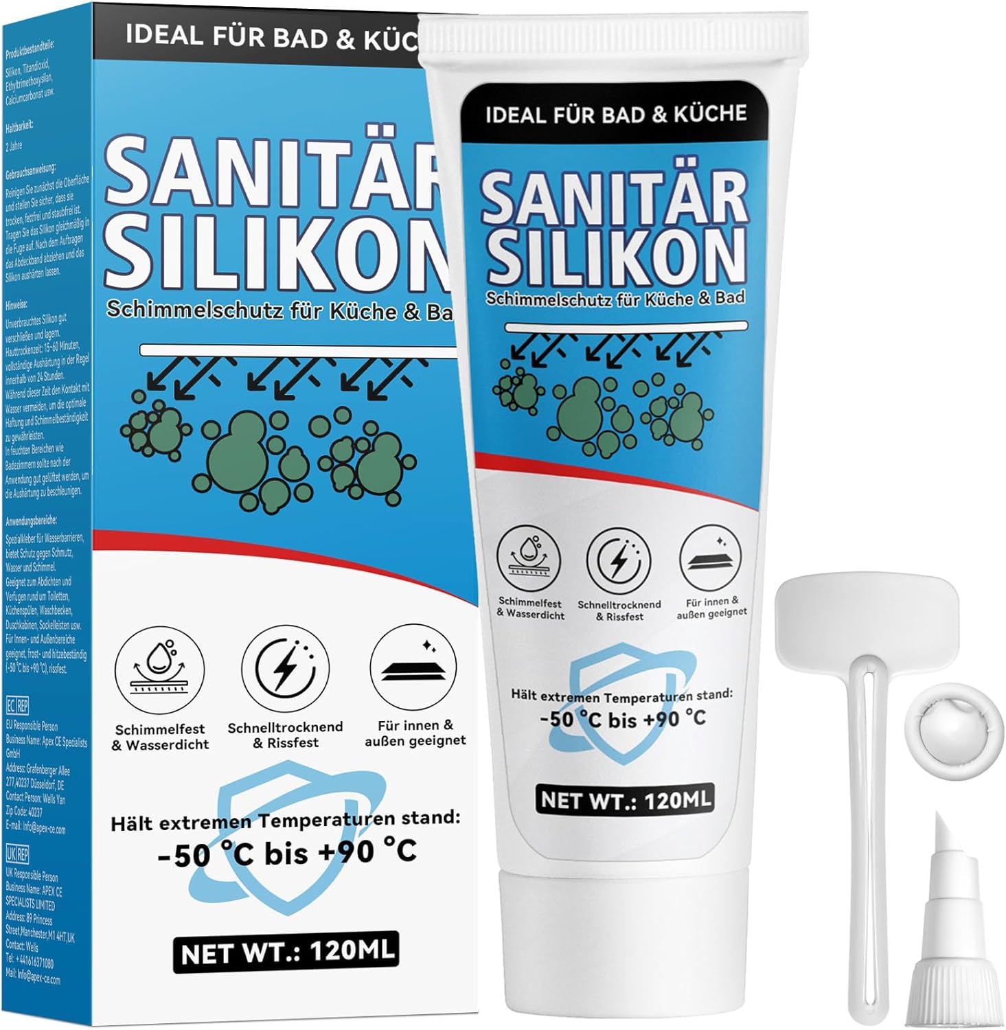 Silicona transparente antimoho para sellado impermeable en baño y cocina