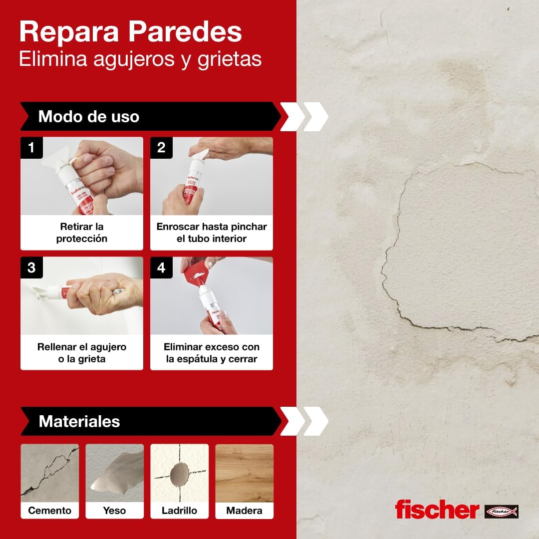 Masilla reparadora para pladur y paredes con espátula integrada